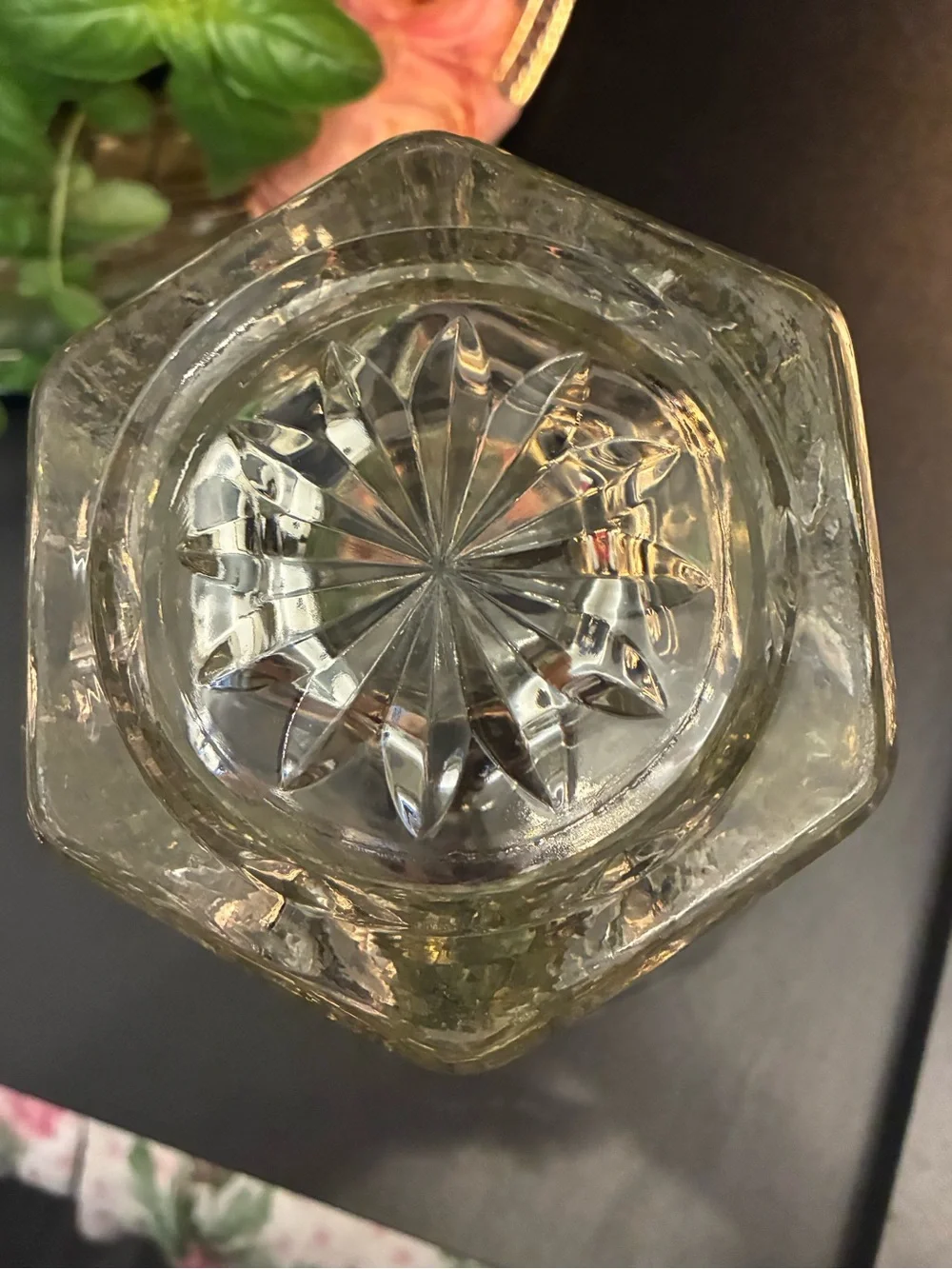 Vintage Anchor Hocking EAPC Large Crystal Cut Glass Vase Cottage Grandmillennial